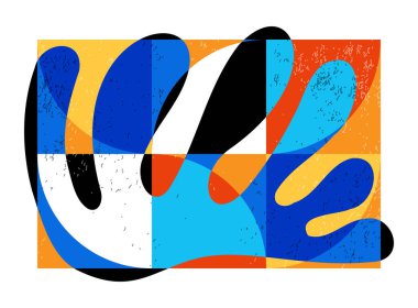 Minimum geometrik tasarım posteri, ilkel şekilli vektör şablonu, modern hipster tarzı.