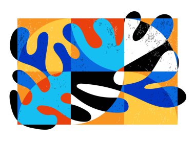 Minimum geometrik tasarım posteri, ilkel şekilli vektör şablonu, modern hipster tarzı.