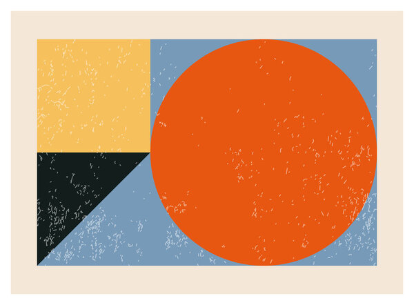 Minimal 20s geometric design poster, vector template with primitive shapes elements, modern hipster style