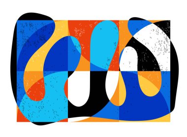 Minimum geometrik tasarım posteri, ilkel şekilli vektör şablonu, modern hipster tarzı.