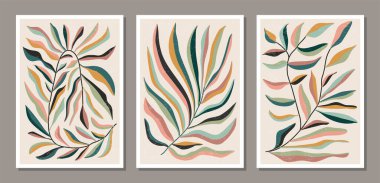 Matisse seti soyut organik çiçek şekilli minimalist duvar sanat posterlerinden esinlenmiştir.