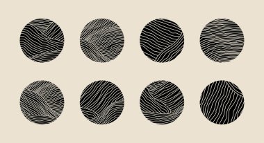 Posterler, baskılar, kartlar, pankartlar, simgeler, etiketler, rozetler vs. için çağdaş moda sanatsal çember elementleri