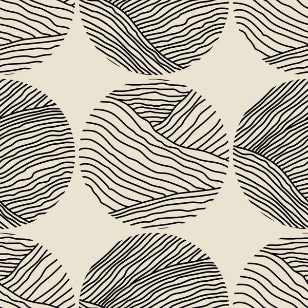 Trendige Minimalistische Nahtlose Muster Mit Abstrakten Kreativen Künstlerischen Handgezeichneten Komposition — Stockvektor