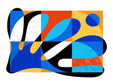 Minimum geometrik tasarım posteri, ilkel şekilli vektör şablonu, modern hipster tarzı.