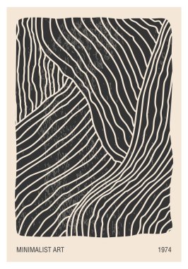 Minimal 20 'ler geometrik tasarım posteri, ilkel çizgi sanatı ile vektör şablonu, modern hipster tarzı