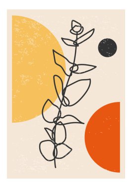 Modern kolaj tarzında soyut yaprak bileşimine sahip minimalist poster, duvar sanatı dekorasyonu ve iç tasarım için kullanılabilir