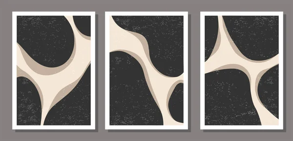 Set Minimalist Design Poster Abstract Organic Shapes Composition Trendy Contemporary — Stok Vektör