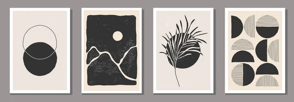 Set Van Minimalistische Posters Met Abstracte Organische Vormen Compositie Trendy — Stockvector