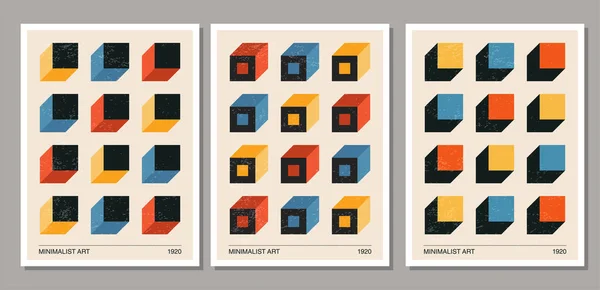 Minimalist Ler Geometrik Tasarım Posterleri Ilkel Şekilli Vektör Şablonları Modern — Stok Vektör