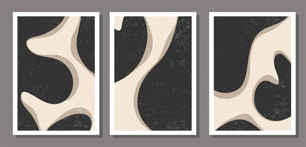 Set Minimalist Design Poster Abstract Organic Shapes Composition Trendy Contemporary — Stok Vektör