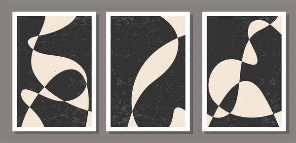 Set Minimalist Design Poster Abstract Organic Shapes Composition Trendy Contemporary — Archivo Imágenes Vectoriales
