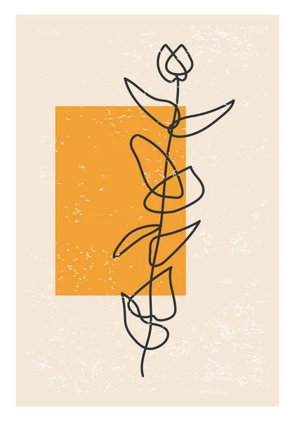 Minimalistyczny Plakat Abstrakcyjną Kompozycją Liści Modnym Współczesnym Stylu Kolażowym Może — Wektor stockowy
