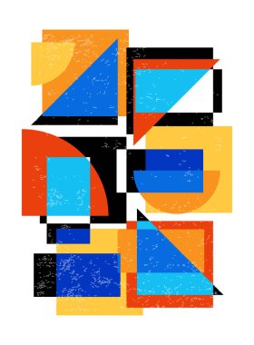 Minimum geometrik tasarım posteri, ilkel şekilli vektör şablonu, modern hipster tarzı.