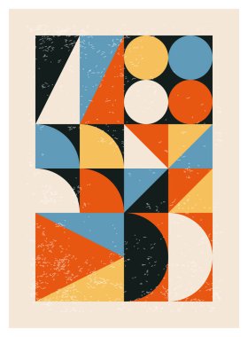 En az 20 'lik geometrik tasarım posteri, ilkel şekilli vektör şablonu, modern hipster tarzı.