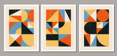 Minimum 20 'lik geometrik tasarım posterleri, ilkel şekilli vektör şablonları, modern hipster tarzı