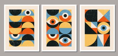 Minimum 20 'lik geometrik tasarım posterleri, ilkel şekilli vektör şablonları, modern hipster tarzı