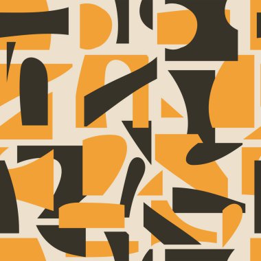 Soyut organik kesim şekilleri nötr renklerde, vektör illüstrasyonuyla modaya uygun, pürüzsüz desen