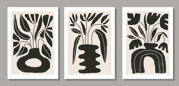 Uppsättning Matisse Inspirerad Mitten Århundradet Samtida Collage Minimalistisk Vägg Konst — Stock vektor
