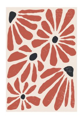 Matisse inspired mid century contemporary collage minimalist wall art poster with abstract organic floral shapes clipart