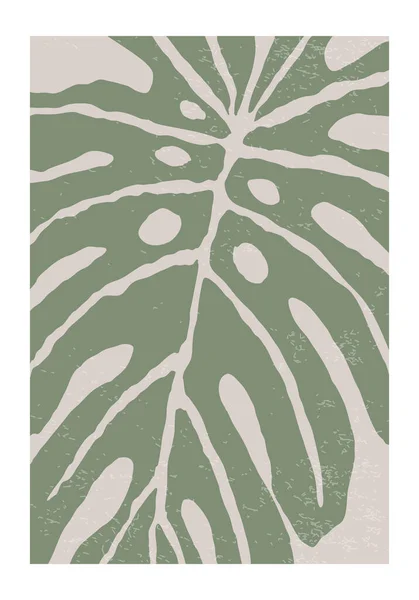 Modern Kolaj Tarzında Soyut Yaprak Bileşimine Sahip Minimalist Poster Duvar — Stok Vektör