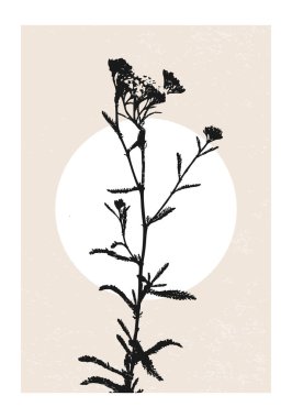 Minimalist poster with abstract art leaf composition in trendy contemporary collage style, can be used for wall art decoration, postcard, cover design