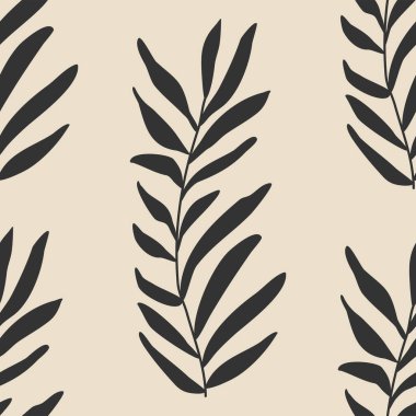 İç tasarım, duvar kâğıdı, minimal arkaplan, vektör illüstrasyonu için ideal nötr renklerde soyut el yazması kompozisyonu ile son derece minimalist, kusursuz botanik desen