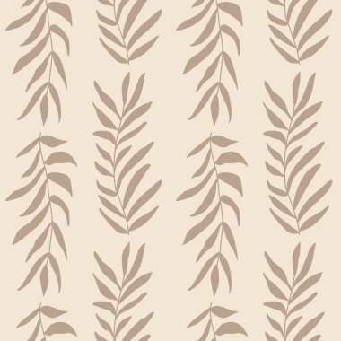 İç tasarım, duvar kâğıdı, minimal arkaplan, vektör illüstrasyonu için ideal nötr renklerde soyut el yazması kompozisyonu ile son derece minimalist, kusursuz botanik desen