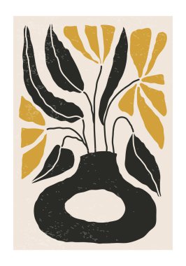 Soyut organik çiçek şekilli çağdaş kolaj minimalist duvar sanat posteri