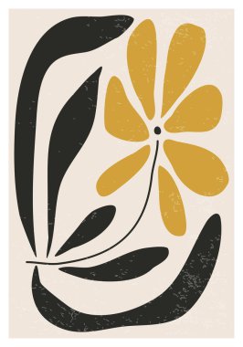 Soyut organik çiçek şekilli çağdaş kolaj minimalist duvar sanat posteri