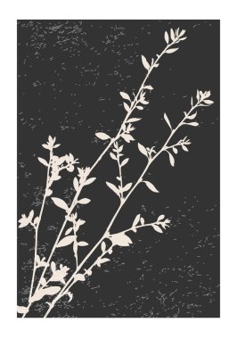 Minimalist poster with abstract art leaf composition in trendy contemporary collage style, can be used for wall art decoration, postcard, cover design