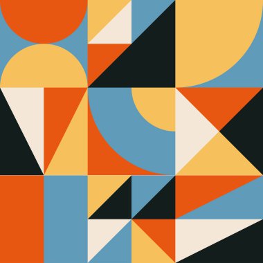 Soyut geometrik yaratıcı sanatsal kompozisyona sahip modaya uygun minimalist kusursuz desen retro vintage iç tasarım, duvar kağıdı, minimal arkaplan, vektör illüstrasyonu