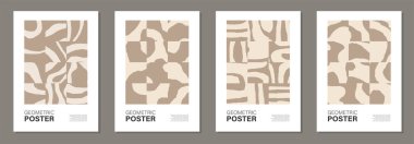 Modern kesim kağıt kolaj tarzında soyut şekillere sahip asgari duvar resimleri poster, el ilanı, kart, broşür vs. olarak kullanılabilir.