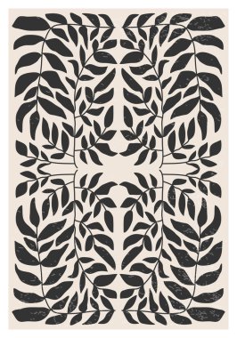 Minimalist poster with abstract art leaf composition in trendy contemporary collage style, can be used for wall art decoration, postcard, cover design