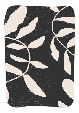 Minimalist poster with abstract art leaf composition in trendy contemporary collage style, can be used for wall art decoration, postcard, cover design