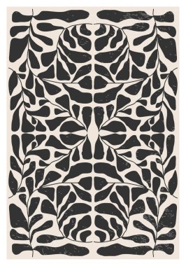 Minimalist poster with abstract art leaf composition in trendy contemporary collage style, can be used for wall art decoration, postcard, cover design