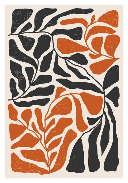 Minimalist poster with abstract art leaf composition in trendy contemporary collage style, can be used for wall art decoration, postcard, cover design