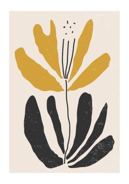 Soyut organik çiçek şekilli çağdaş kolaj minimalist duvar sanat posteri