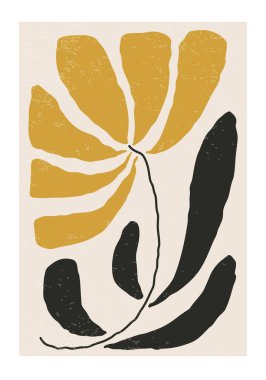 Soyut organik çiçek şekilli çağdaş kolaj minimalist duvar sanat posteri