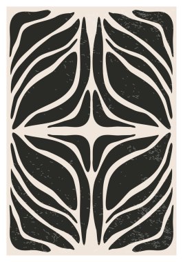 Minimalist poster with abstract art leaf composition in trendy contemporary collage style, can be used for wall art decoration, postcard, cover design