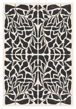 Minimalist poster with abstract art leaf composition in trendy contemporary collage style, can be used for wall art decoration, postcard, cover design