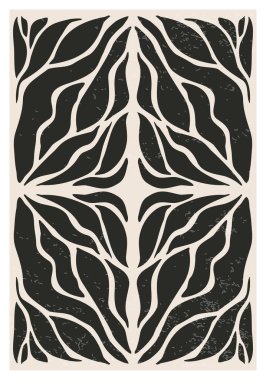 Minimalist poster with abstract art leaf composition in trendy contemporary collage style, can be used for wall art decoration, postcard, cover design