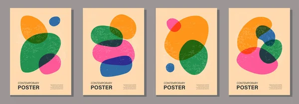 Uppsättning Trendiga Samtida Affischer Risograf Estetik Riso Print Effekt Perfekt Royaltyfria illustrationer