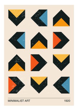 En az 20 'lik geometrik tasarım posteri, ilkel şekilli vektör şablonu, modern hipster tarzı.