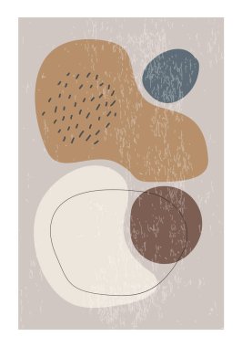 Modern kolaj tarzında soyut organik şekillere sahip minimalist tasarım posteri duvar dekorasyonu, kartpostal, kapak vesaire için kullanılabilir.