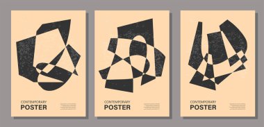 Duvar dekorasyonu, poster veya broşür tasarımı, vektör illüstrasyonu gibi ideal, modaya uygun, soyut estetik, yaratıcı minimalist geometrik kompozisyonlar.