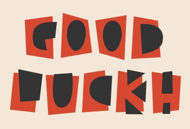 Asgari kağıt kolajı harflerle, vektör şablonunu ilkel şekillerle keser