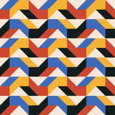 Soyut geometrik yaratıcı sanatsal kompozisyona sahip modaya uygun minimalist kusursuz desen retro vintage iç tasarım, duvar kağıdı, minimal arkaplan, vektör illüstrasyonu