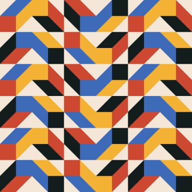 Soyut geometrik yaratıcı sanatsal kompozisyona sahip modaya uygun minimalist kusursuz desen retro vintage iç tasarım, duvar kağıdı, minimal arkaplan, vektör illüstrasyonu