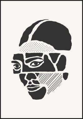 Modern çağdaş poster, risograph estetiği, riso baskı efekti, modern iç tasarım için ideal.