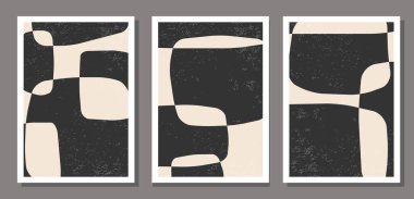 Modern kolaj tarzında soyut organik şekillere sahip minimalist tasarım posterleri duvar dekorasyonu, kartpostal, kapak vs. için kullanılabilir.